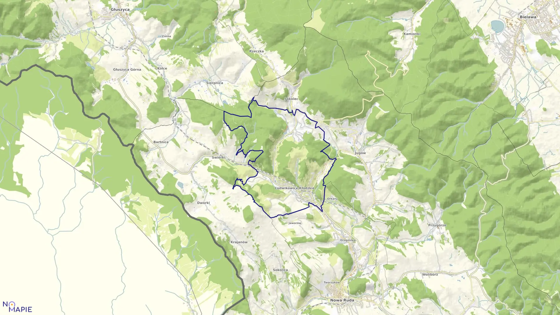 Mapa obrębu Ludwikowice w gminie Nowa Ruda