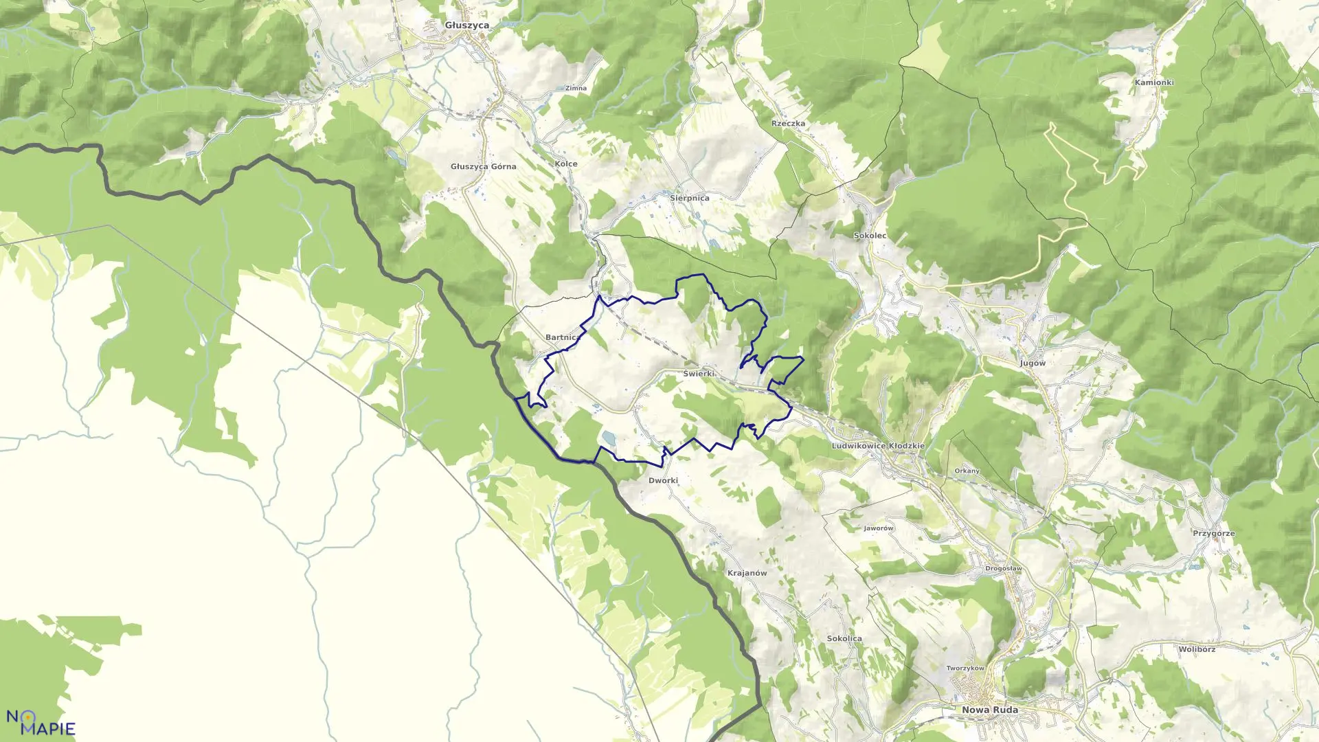 Mapa obrębu Świerki w gminie Nowa Ruda